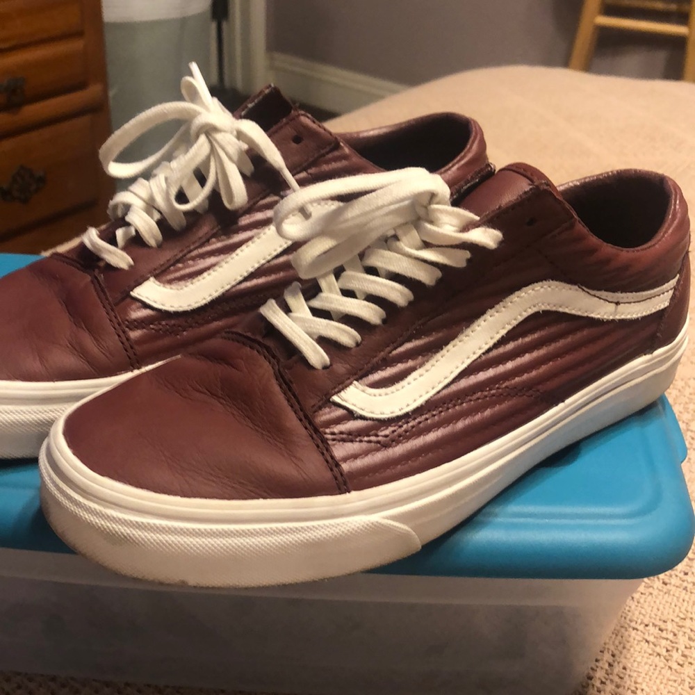 Leather vans burgundy color